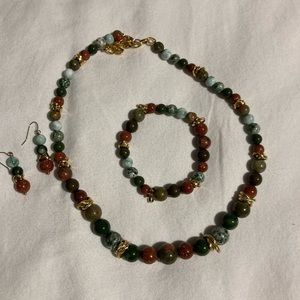 Earrings, bracelet and necklace set